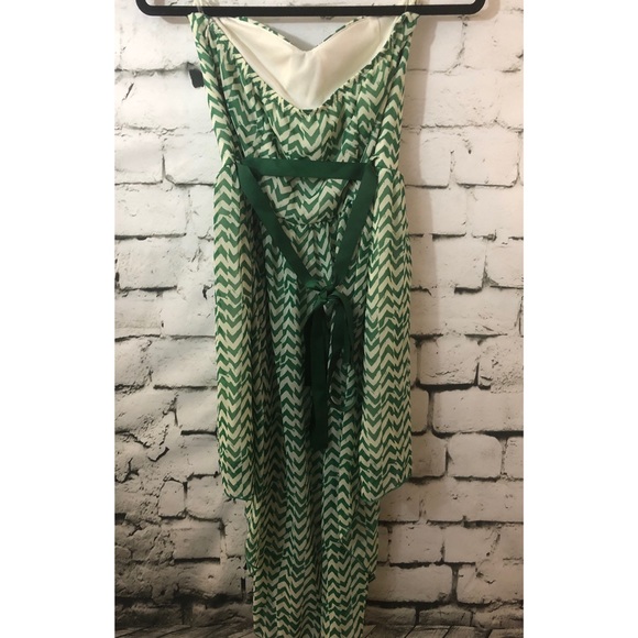 Windsor | Green/White Chevron High Low Dress - Picture 5 of 5